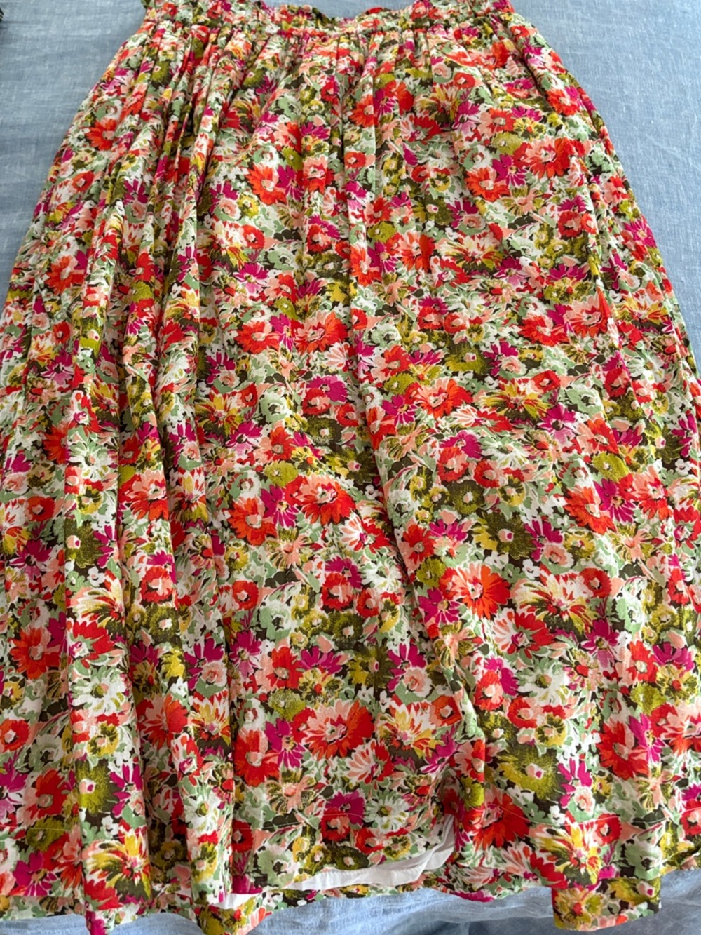 J. Crew Floral A-Line Skirt in Pink, Red & Green